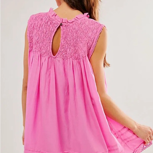 Free People Vibrant Pink Textured Dress Size Large Fully Lined Sleeveless - Picture 2 of 16